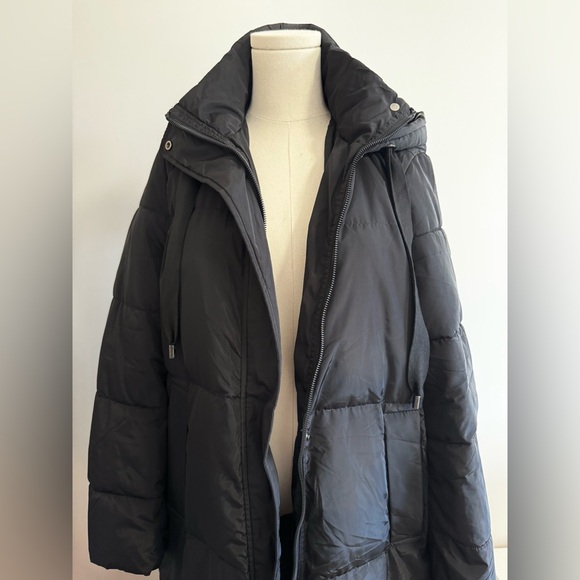 Zara Women's Black Long Down Hooded Puffer Coat - Water/Wind Res - Size: M - Picture 6 of 14